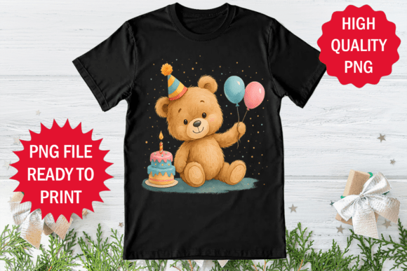 Birthday Bear Design Clipart Png Shirt