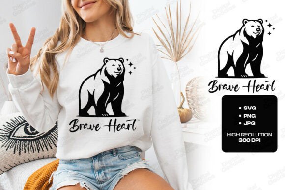 Brave Heart Bear Strength Design Graphics