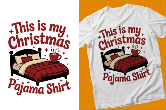 Christmas Pajama Bed SVG T-shirt Design