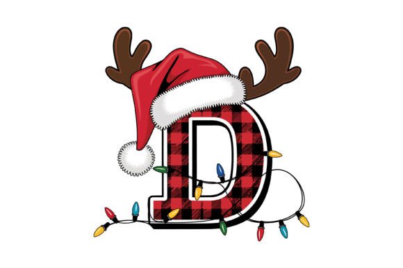 Christmas Plaid Letter D Design Graphics