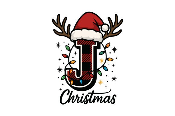 Christmas Plaid Letter J Design Graphics