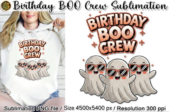 Halloween BOO Crew Cute Ghost Design PNG
