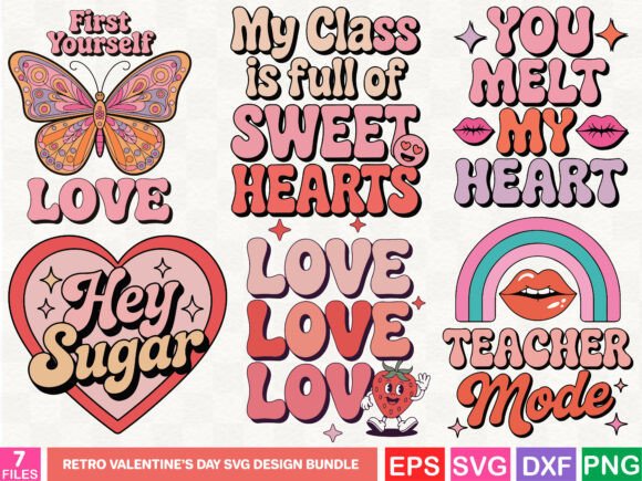 Retro Valentine’s Day SVG Design Bundle