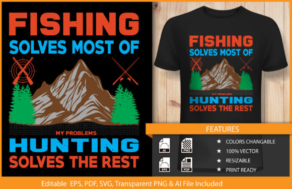 T-shirt Design Fishing Hunting Vector Graphics