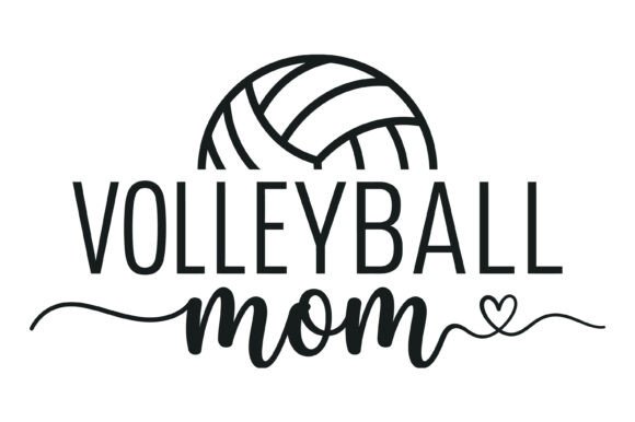 Volleyball Mom Heart Line Design Graphics